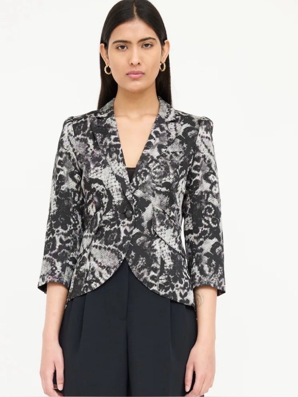 Smythe Black & White Snake-Print Blazer